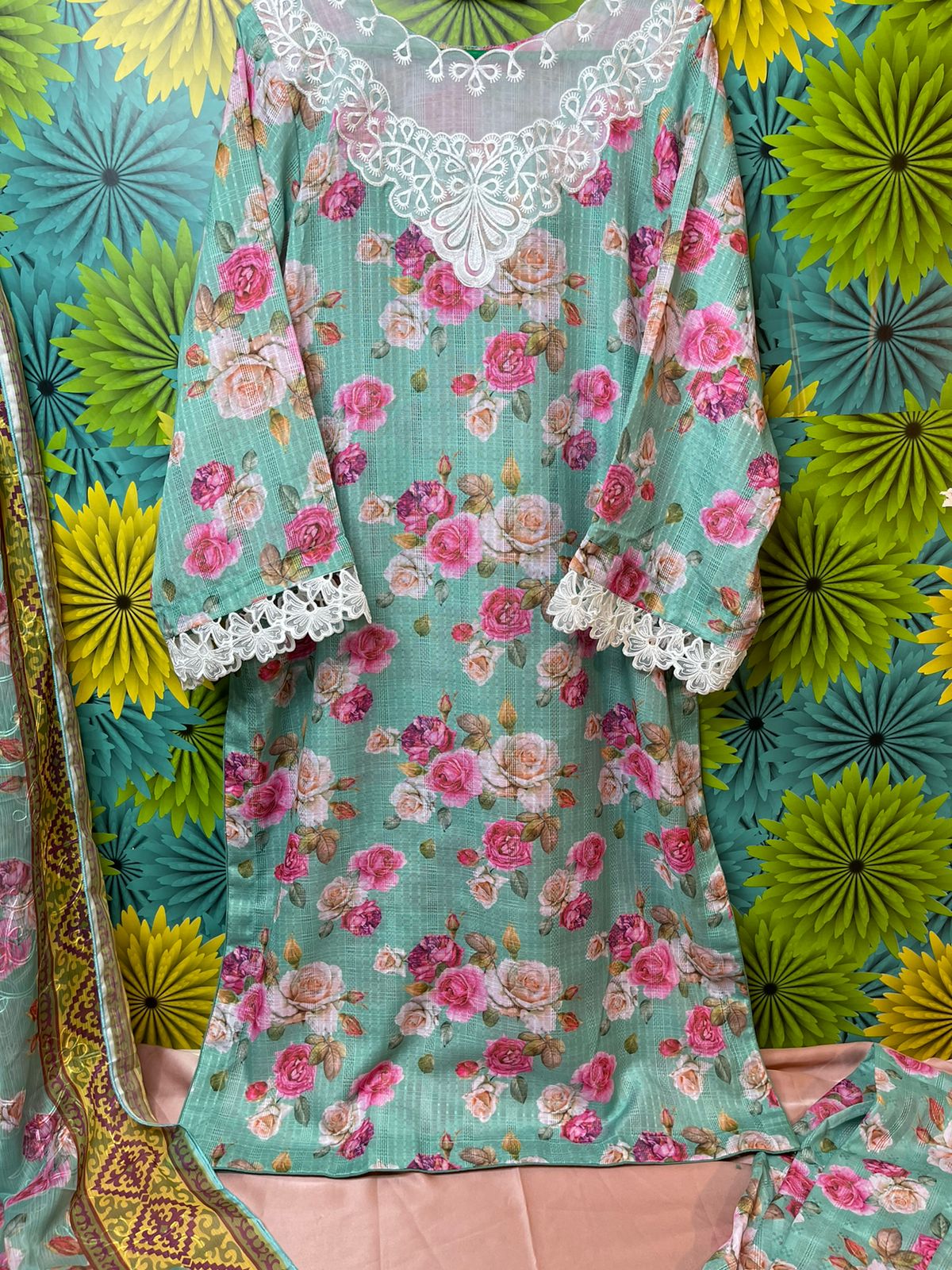 ETHNC Inspired Neckline 3Pcs Ready to Wear Dress