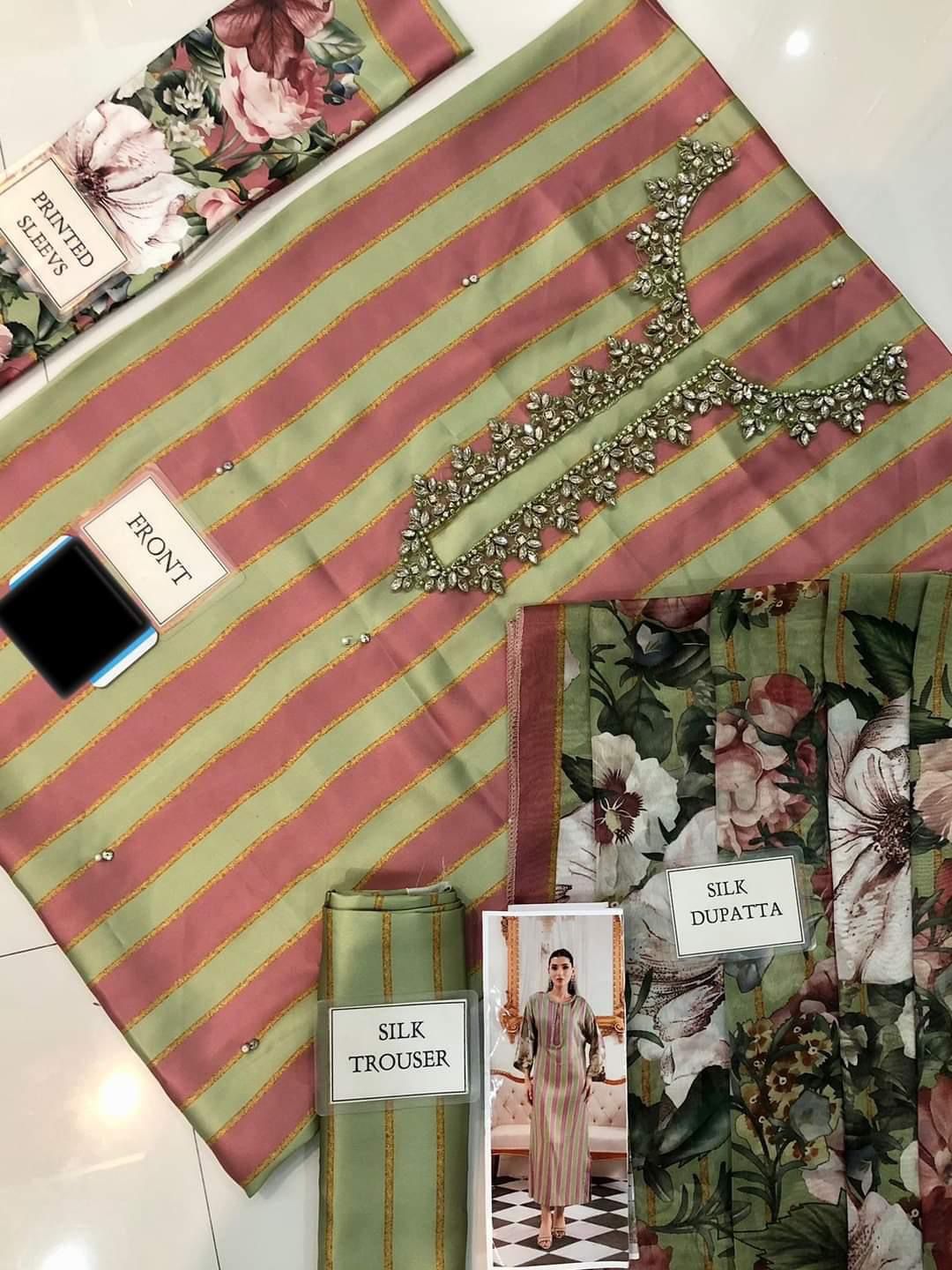3-Piece LULUSAR Silk Unstitched Dress