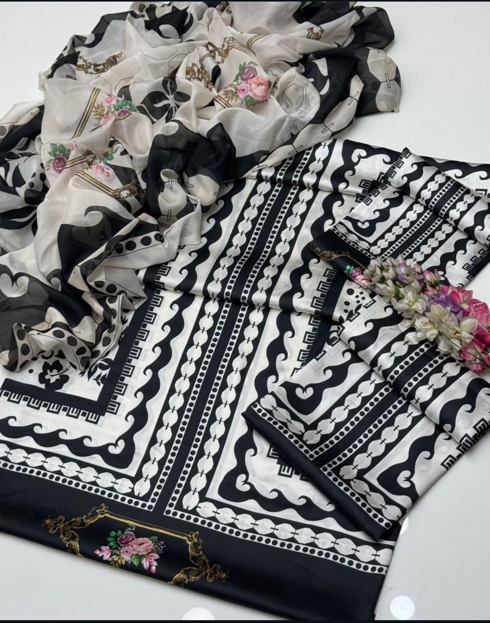 3-Piece LULUSAR Silk Unstitched Dress