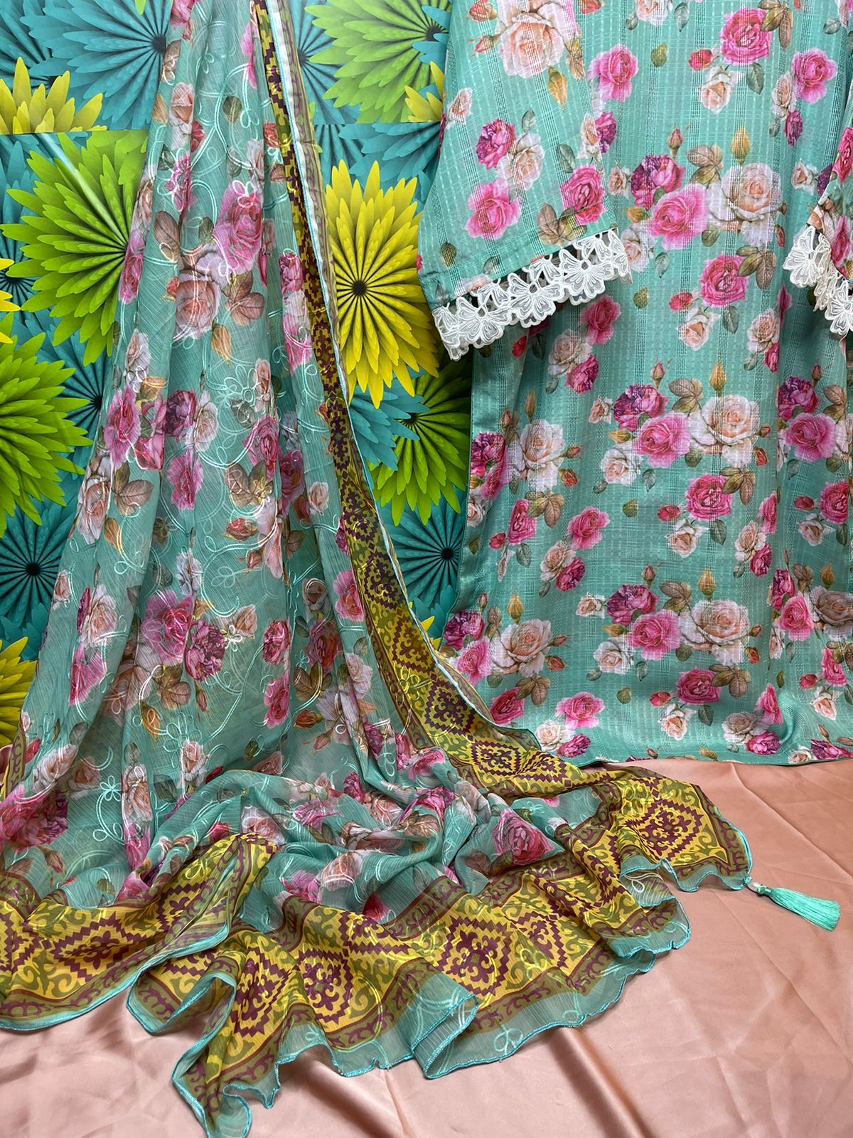 ETHNC Inspired Neckline 3Pcs Ready to Wear Dress