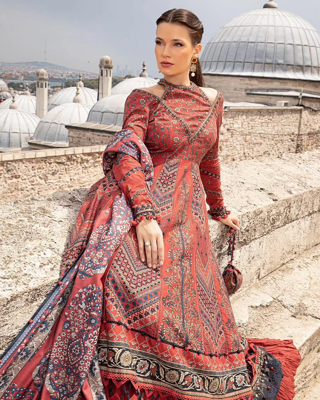 3-Piece MARIA.B M Prints Unstitched Dress