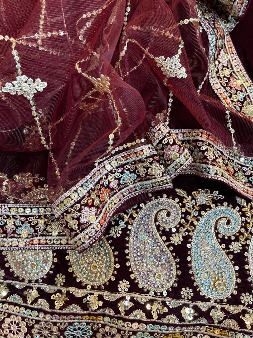 3-Piece Unstitched Luxury Embroidered Velvet Dress