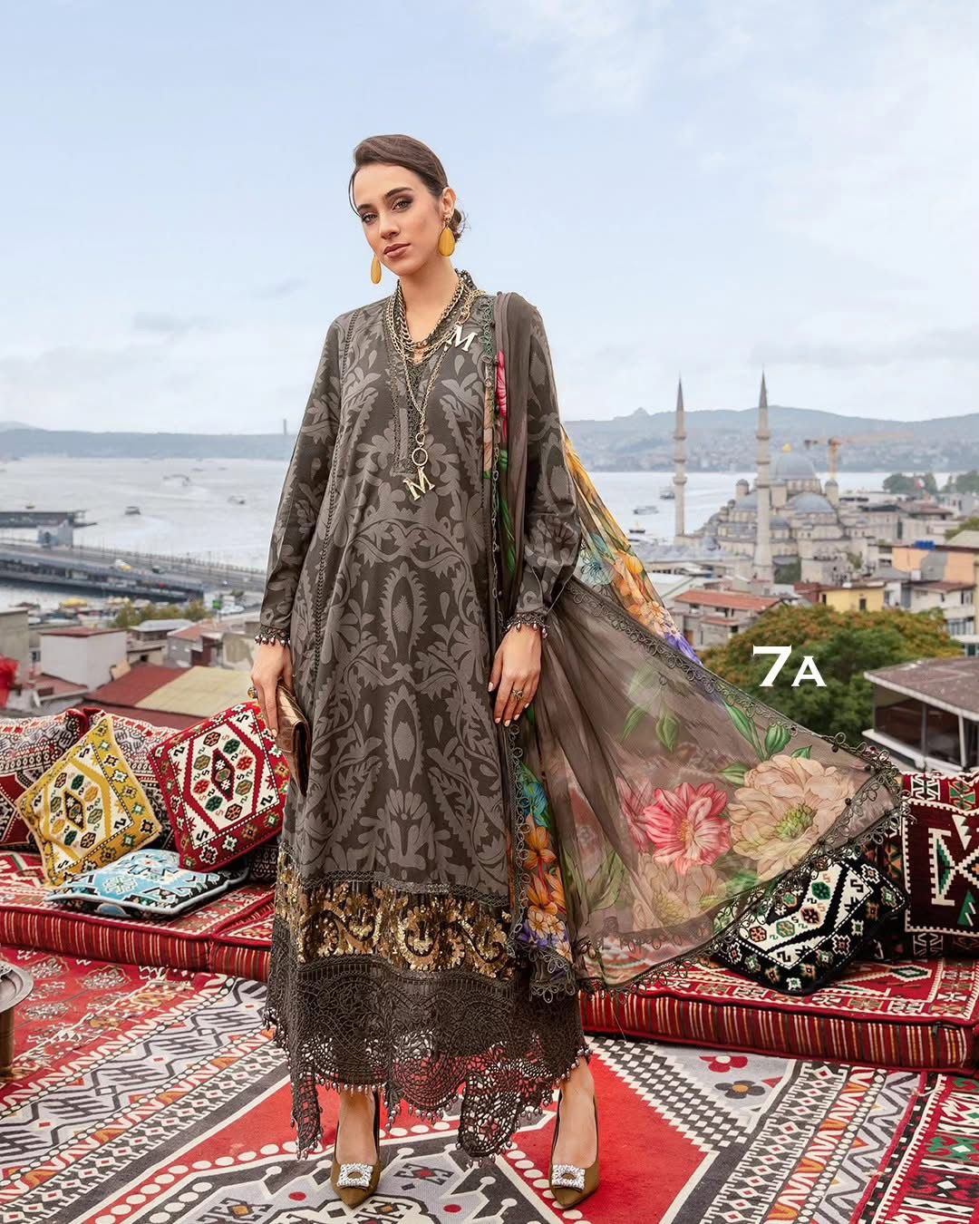 3-Piece MARIA.B M Prints Unstitched Dress