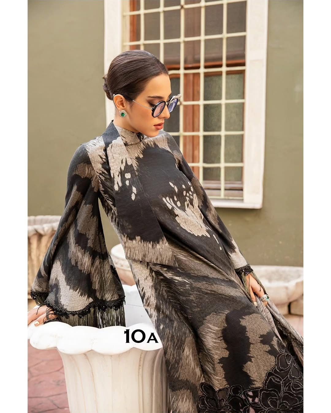 3-Piece MARIA.B M Prints Unstitched Dress